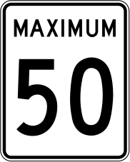 Canada Maximum speed limit road sign